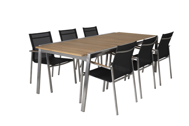 Naos spisebord Stainless steel/teak