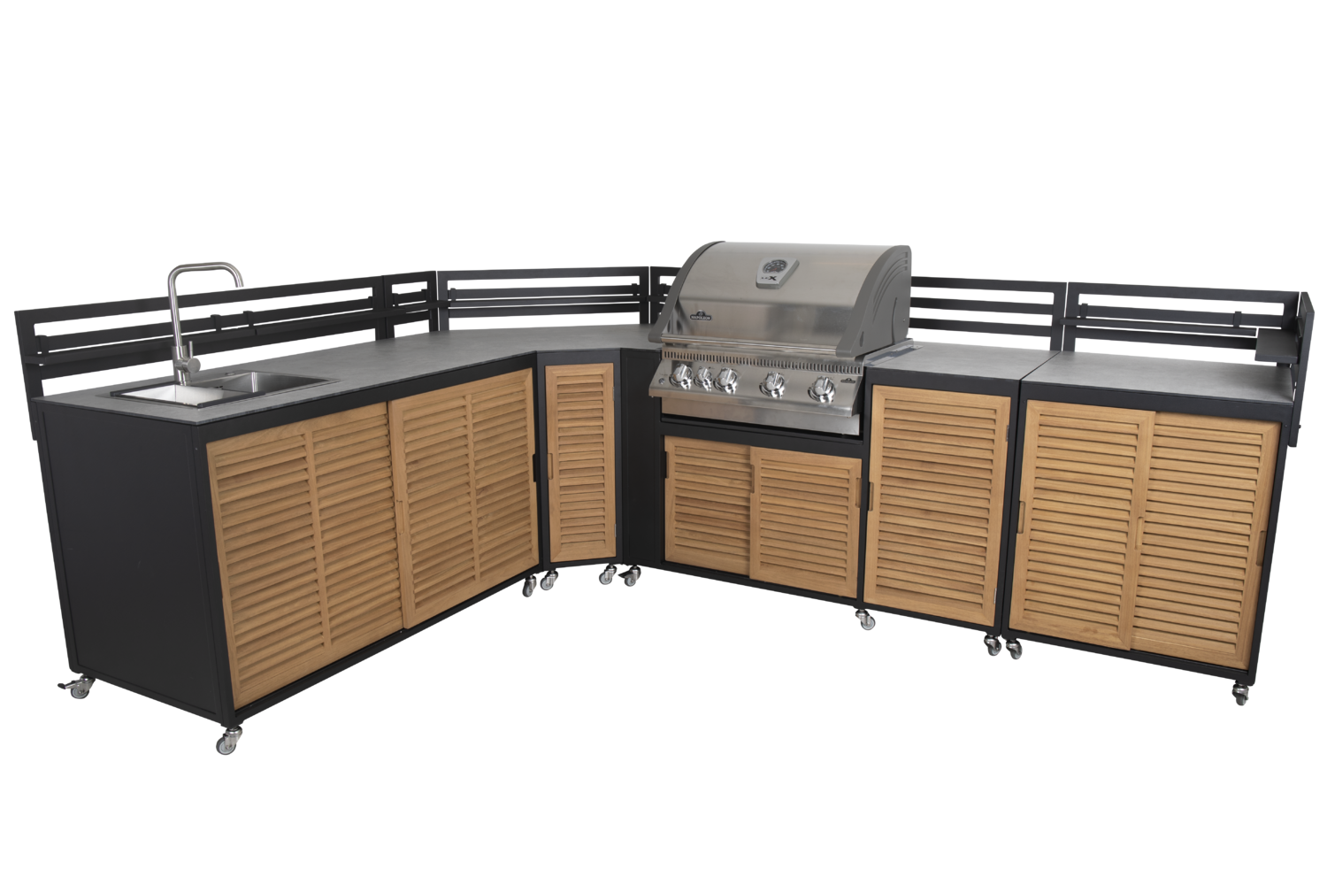 Fornax utekjøkken Svart/teak