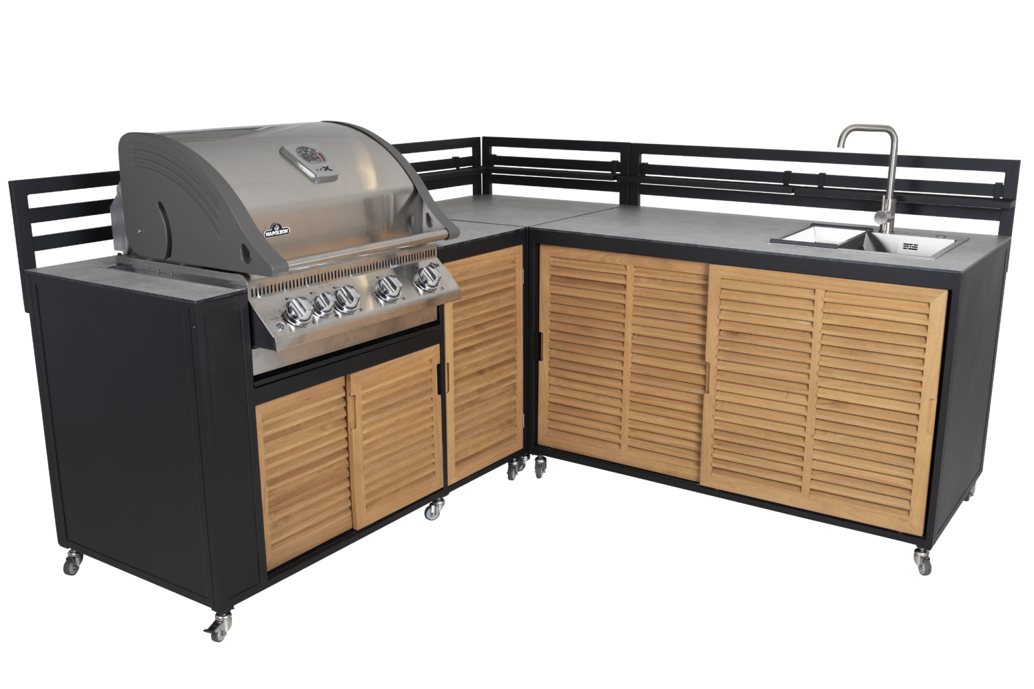 Fornax utekjøkken Svart/teak