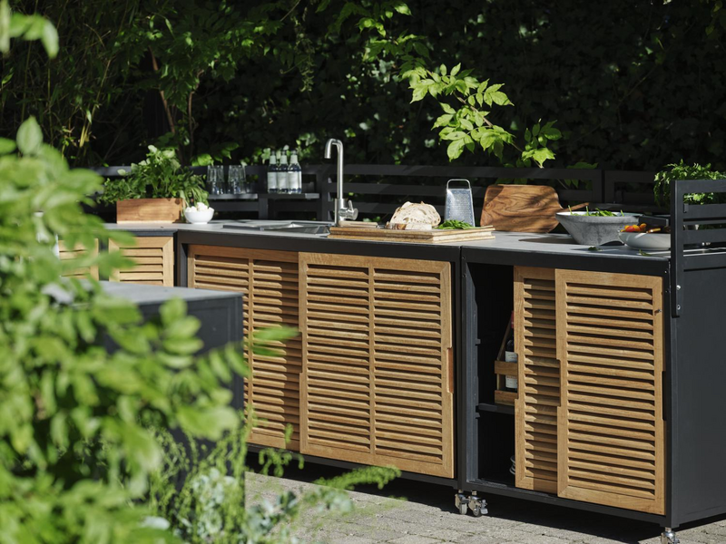 Fornax utekjøkken Svart/teak