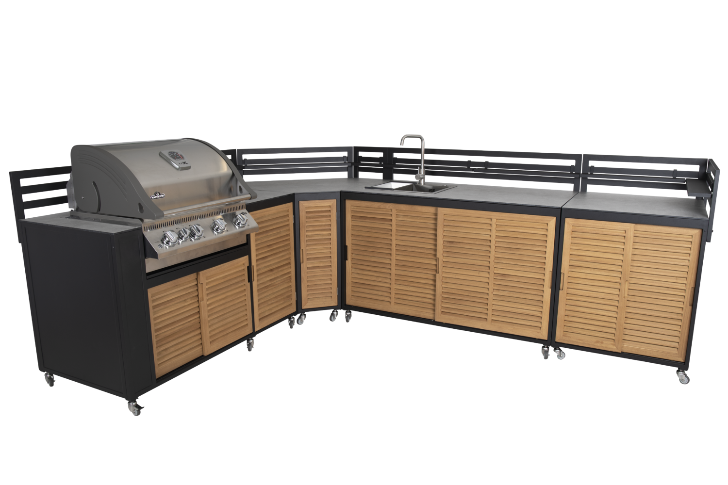 Fornax utekjøkken Svart/teak