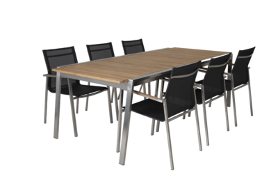 Naos spisebord Stainless steel/teak